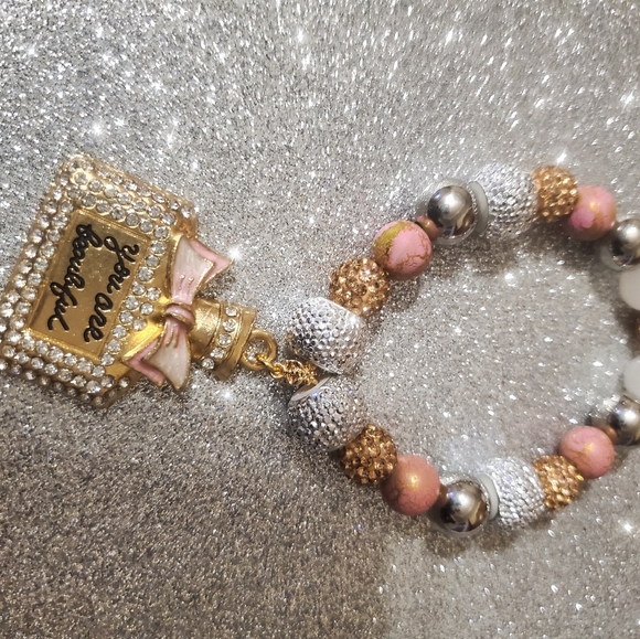 YOU ARE BEAUTIFUL CHARM BRACELET. PERFECT FOR A MOTHER'S DAY GIFT. ONE-OF-A-KIND - Picture 9 of 15